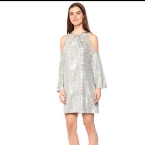 ECI | Sparkling Silver Cold Shoulder Dress